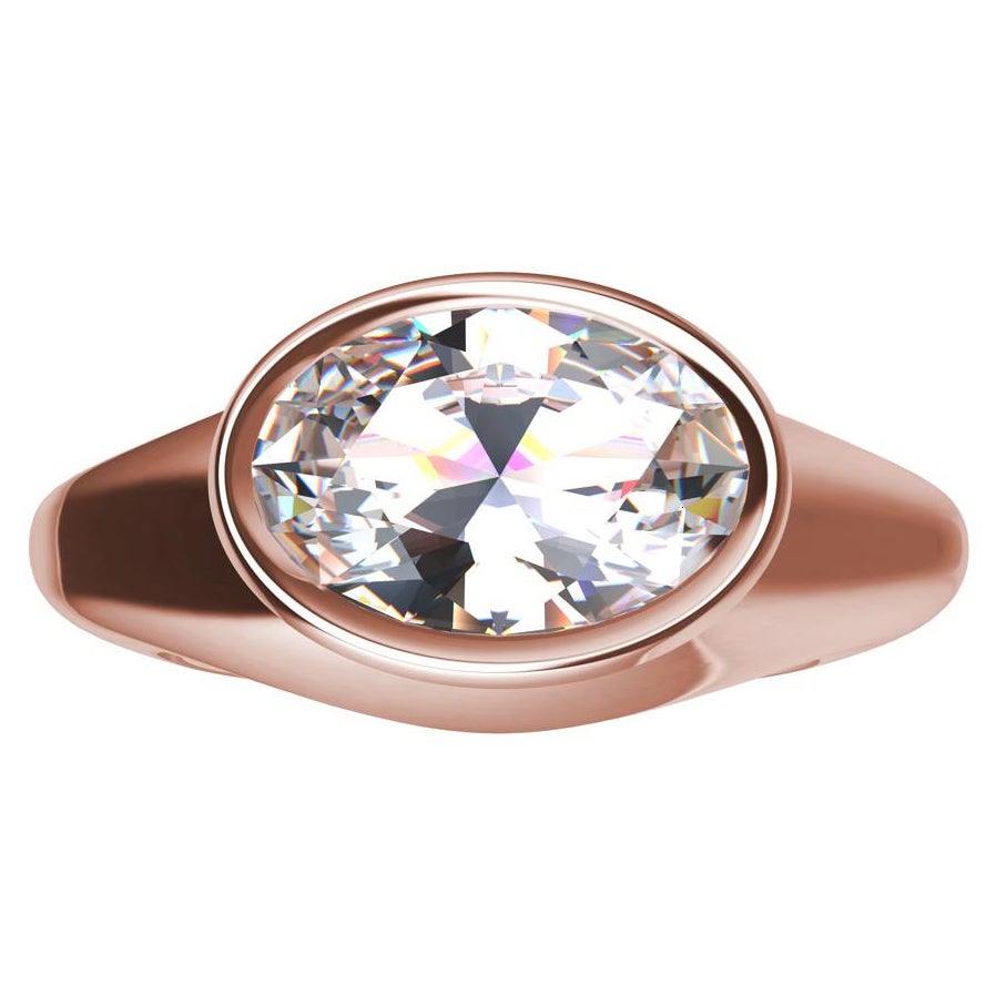 Bague sculpture en or rose 18 carats avec diamants 1,6 carat certifiés GIA