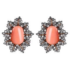 18K Yellow Gold Coral Earring SE-03514