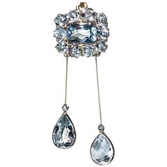 Antique Edwardian Aquamarine Gold Negligee Necklace Pendant 3