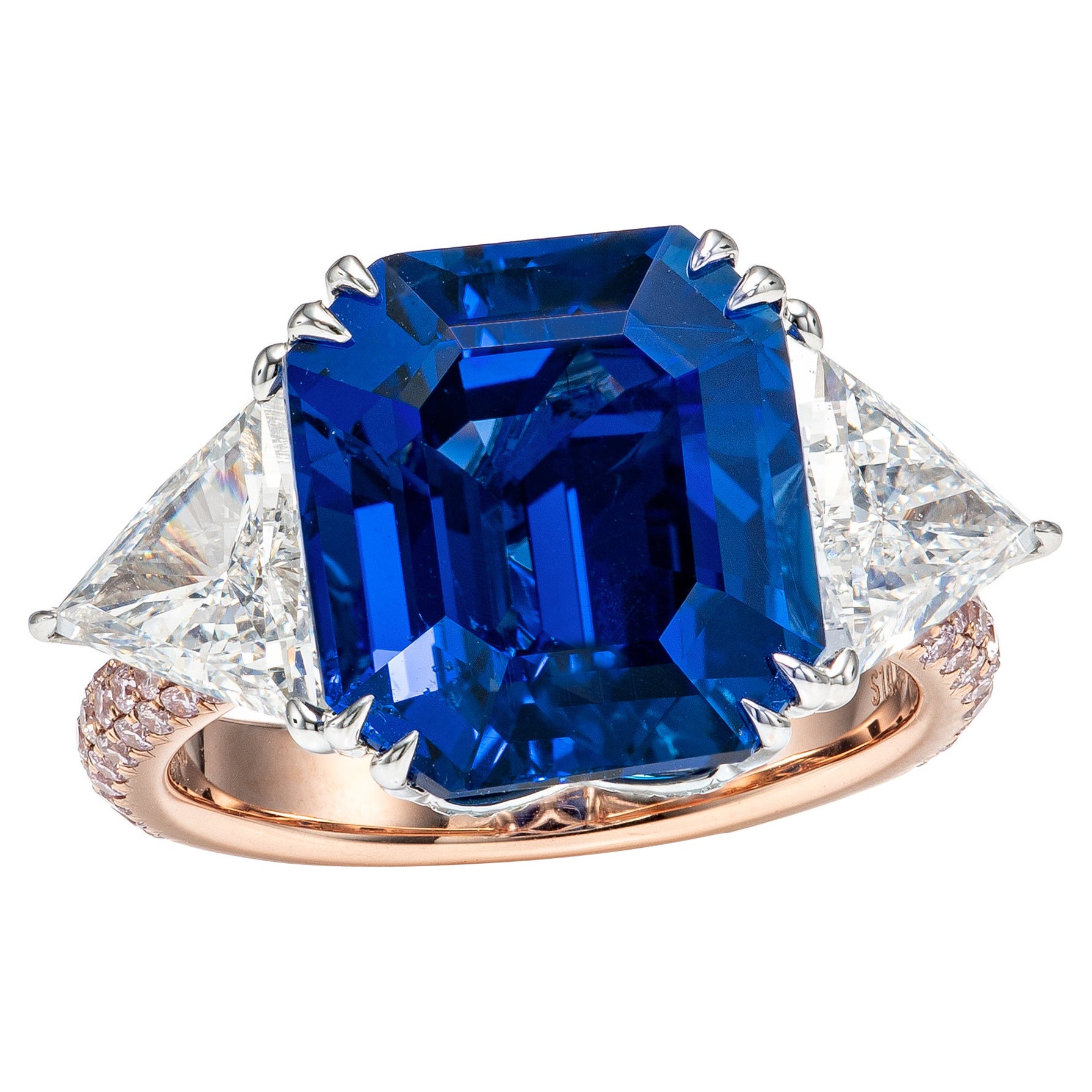 Gubelin Certified 11.90 Carat Burmese No Heat Sapphire Diamond Ring in 18k Gold For Sale