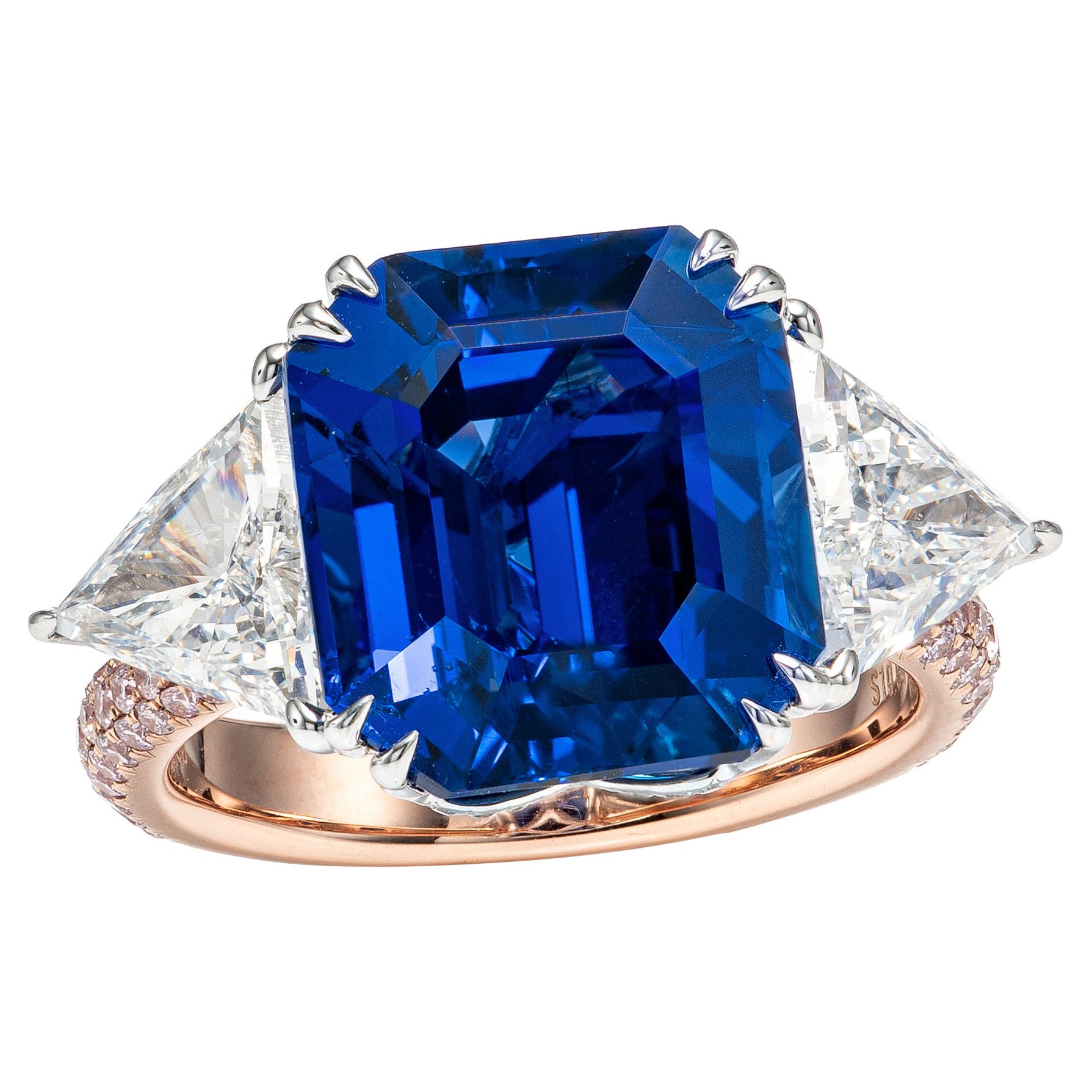 Gubelin Certified 11.90 Carat Burmese No Heat Sapphire Diamond Ring in 18k Gold