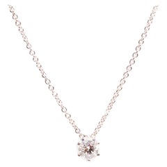 0.51 Carat Round Brilliant Diamond Slider Pendant and 18 Carat White Gold Chain