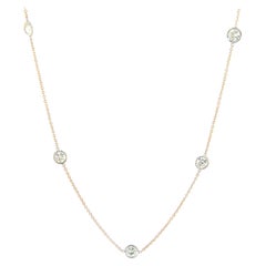 1.20ctw Diamond Two Tone Five Station Necklace in 14K White Gold