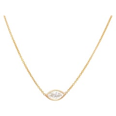 0.56ctw Marquise Cut Diamond Solitaire Necklace 14K Yellow Gold