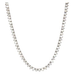 14.43ctw Diamond Three Prong Tennis Necklace in 14K White Gold