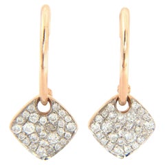 New 0.32ctw Pave Diamond Cushion Dangle Earrings in 14K Rose Gold
