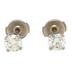 0.85ctw Round Diamond Solitaire Stud Earrings in 14K White Gold