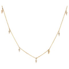 New 0.17ctw Diamond Station Drop Necklace in 14K Yellow Gold