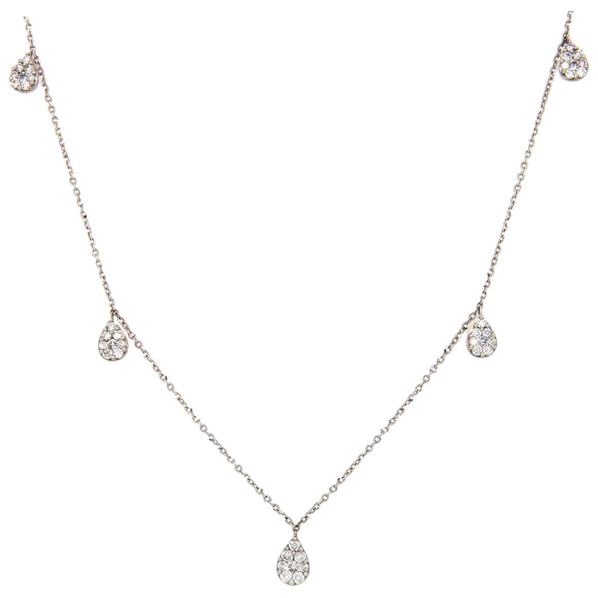 0.48ctw Diamond Station Drop Necklace in 14K White Gold