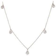 0.48ctw Diamond Station Drop Necklace in 14K White Gold