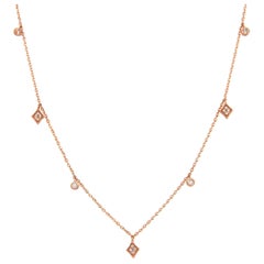 New 0.20ctw Cluster and Bezel Set Diamond Station Drop Necklace in 14K Rose Gold
