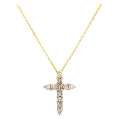 0.60ctw Diamond Cross Pendant Necklace 14K Yellow Gold