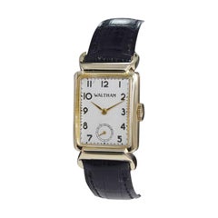 Waltham Solid Gold Art Deco Tank Style Watch Hand Made from 1940's