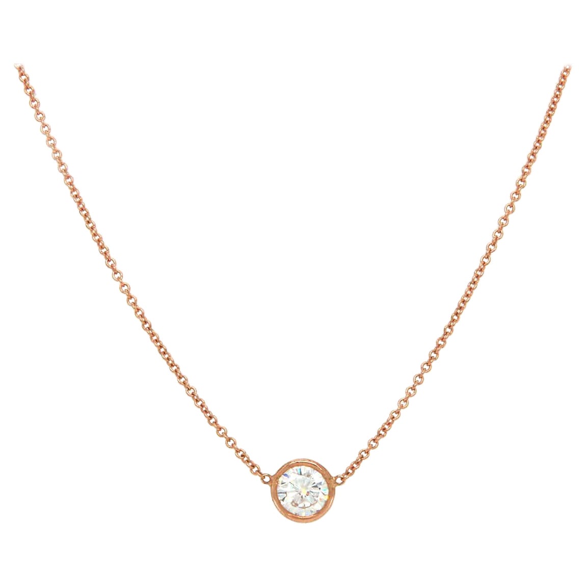 0.56ctw Diamond Solitaire Pendant Necklace 14K Rose Gold W/ Cert