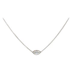 0.48ct Sideways Marquise Diamond Bezel Set Solitaire Pendant Necklace in 14K
