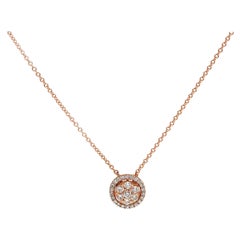 New 0.40ctw Pave Diamond Circle Halo Pendant Necklace in 14K Rose Gold
