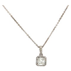 Odelia 0.63ctw Princess Diamond Frame Pendant Necklace in 18K White Gold