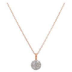 New 0.33ctw Pave Diamond Circle Pendant Necklace in 14K Rose Gold