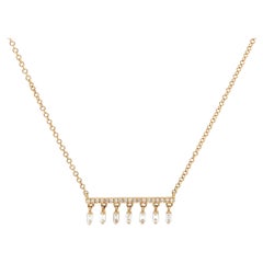 New 0.21ctw Baguette Diamond Bar Chandelier Pendant Necklace in 14K Yellow Gold