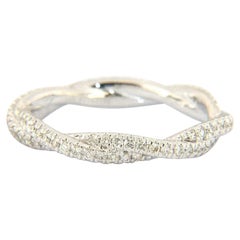 New Gabriel & Co. Pave Diamond Twisted Eternity Band Ring in 14K White Gold