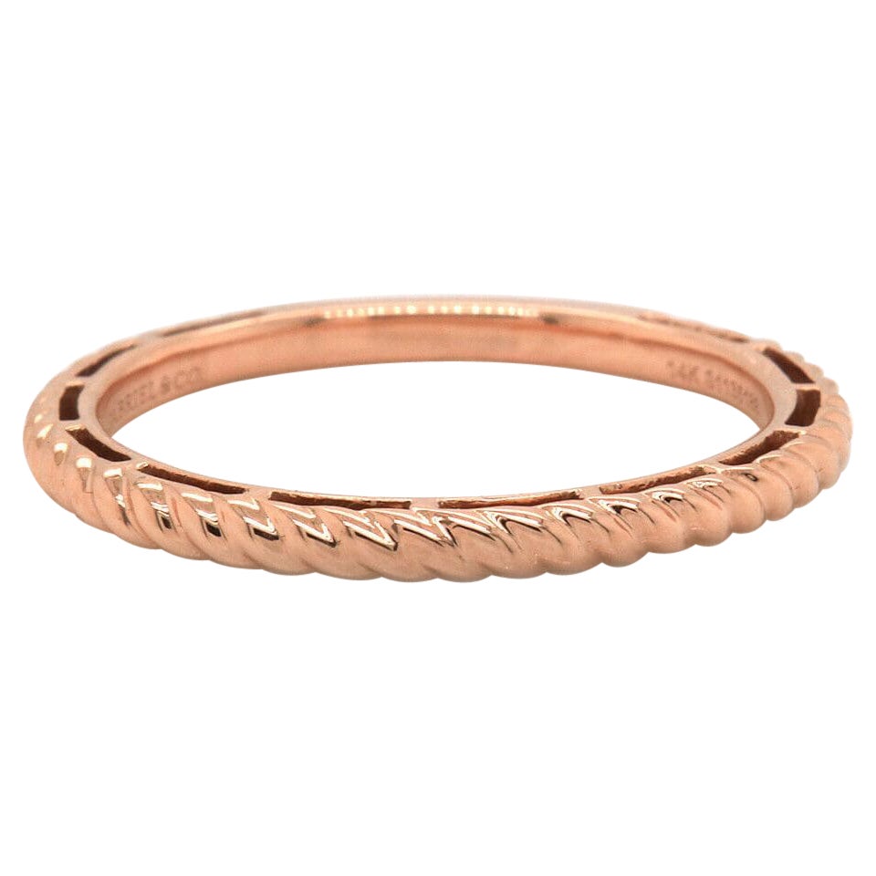 New Gabriel & Co. Twisted Rope Stackable Band Ring in 14K Rose Gold For Sale