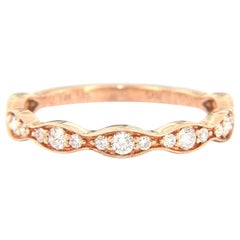 New 0.37ctw Diamond Wave Style Anniversary Band Ring in 14K Rose Gold