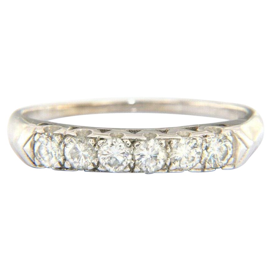 Vintage Thin White Gold Six Diamond Ring For Sale at 1stDibs thin
