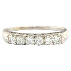 Vintage 0.60ctw Diamond Six Stone Anniversary Band Ring in 14K White Gold