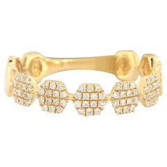 New 0.20ctw Pave Diamond Honeycomb Band Ring in 14K Yellow Gold