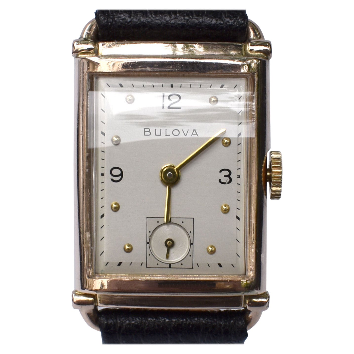 Art Deco Bulova Gents Wristwatch, 14k Rose Gold Filled, c1946, Fully Serviced