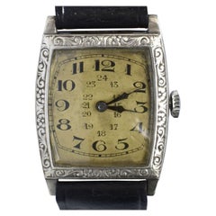 Art Deco Gentleman's Silver Manual Wristwatch, c1930, Fully Serviced
