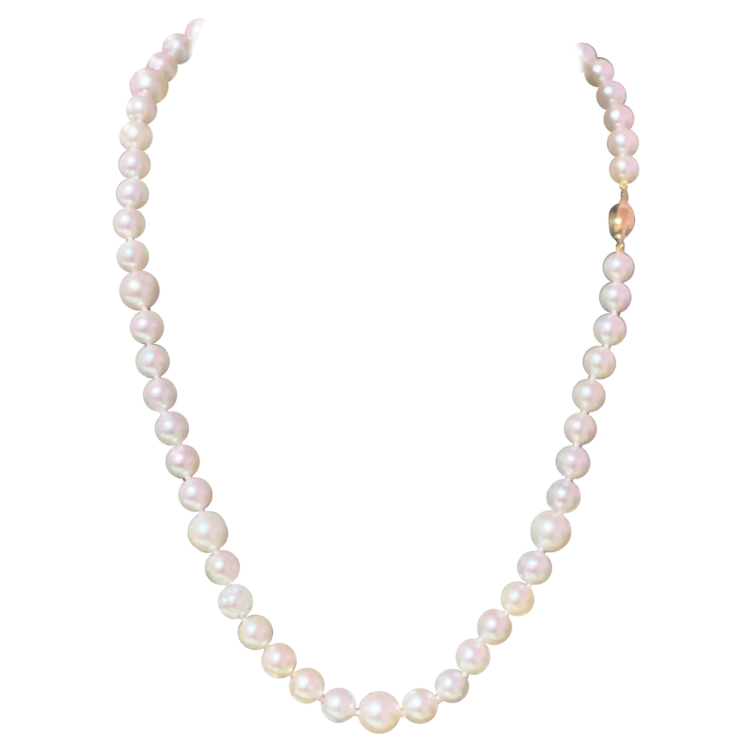 Collier de perles Akoya en or 14 carats 18"" 8.5 mm certifié en vente