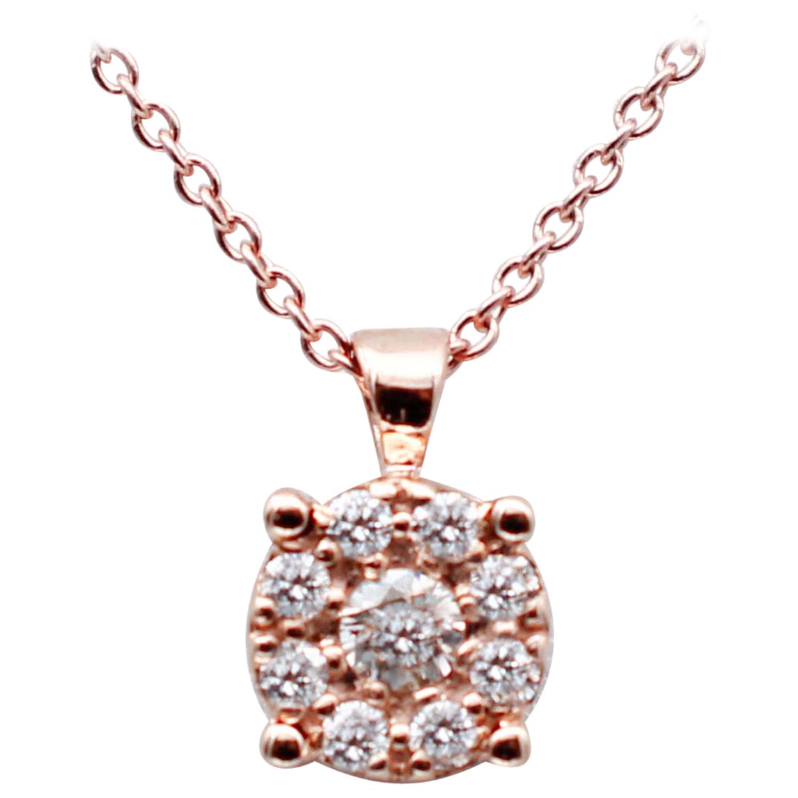 Halskette mit Diamanten, Lichtpunkt-Anhänger aus 18 Karat Roségold im Angebot