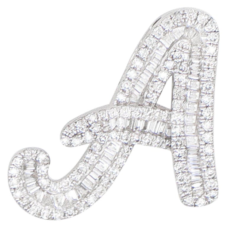 Diamond Pendant Letter A 0.55 Carats Total 18K White Gold at 1stDibs