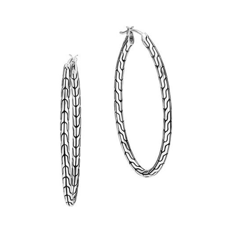 John Hardy Classic Motif Large Oval Hoop Earring EB900370