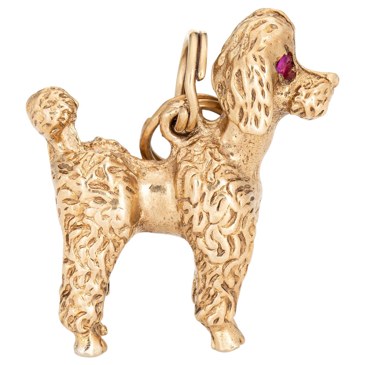 Toy Poodle Dog Charm Vintage 14k Yellow Gold Pendant Estate Animal Jewelry For Sale