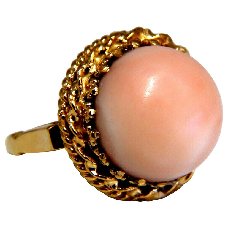 Bague En Corail Naturel Et Argent Massif 925 - Taille 59, Ovale 17,5x14x7 Mm, Création Française, Neuf Avec étiquettes