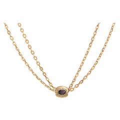 Retro Victorian Slide Chain Necklace 14k Yellow Gold Long Garnet Vintage