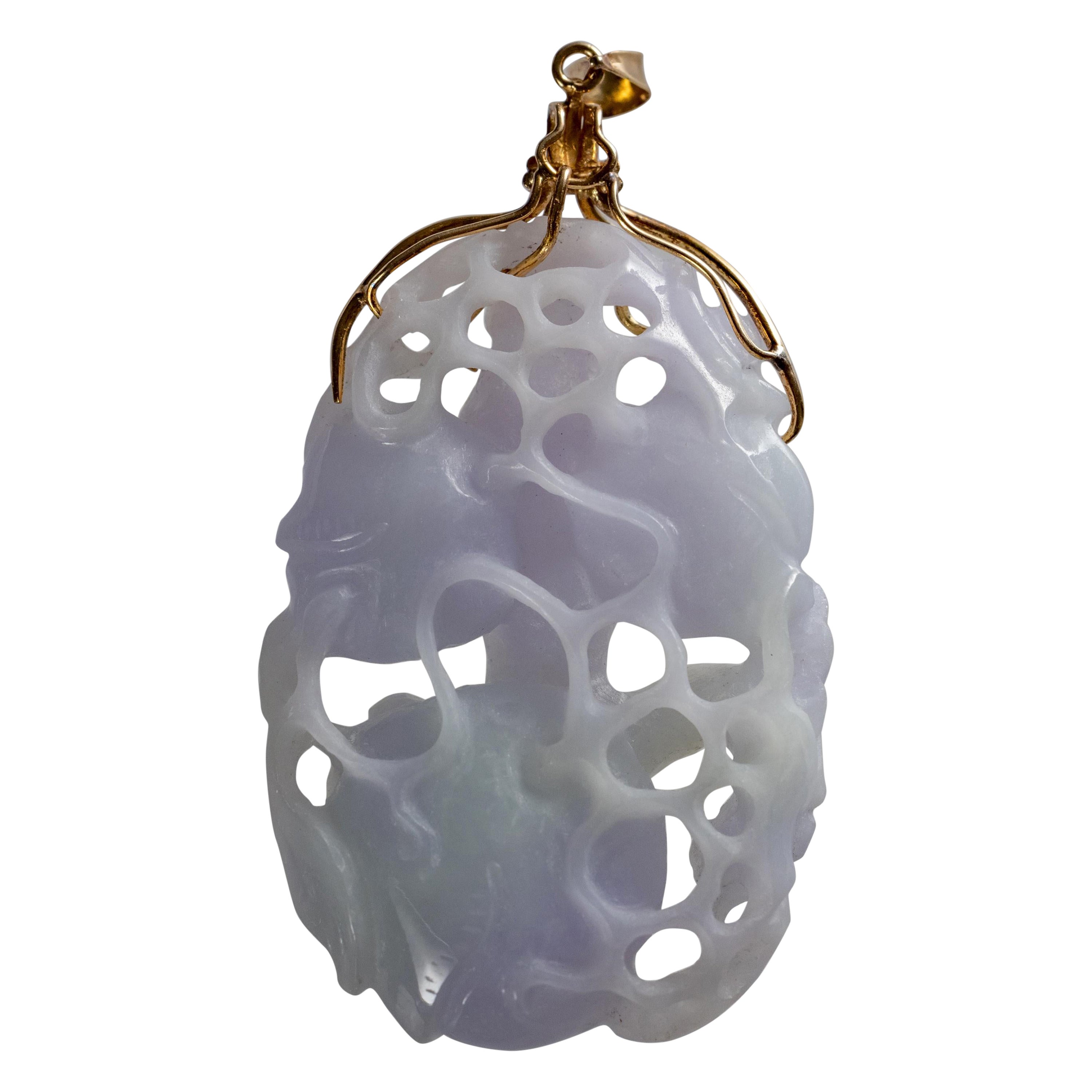 Lavender Jade Pendant with Imperial Jade and Diamond Accents Certified