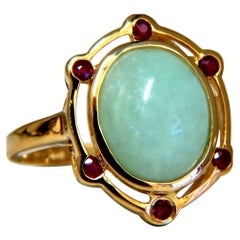 8ct. Natural Jade and Ruby Ring 14kt