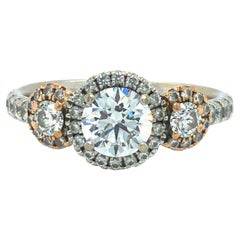 Hearts on Fire 18k Gold Three Stone Diamond Engagement Ring
