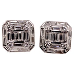 Pendientes Baguette de Diamantes de Oro Blanco de 18k