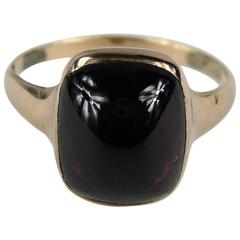 1860s Stunning Antique Victorian Rose Gold Cabochon Garnet Ring 12