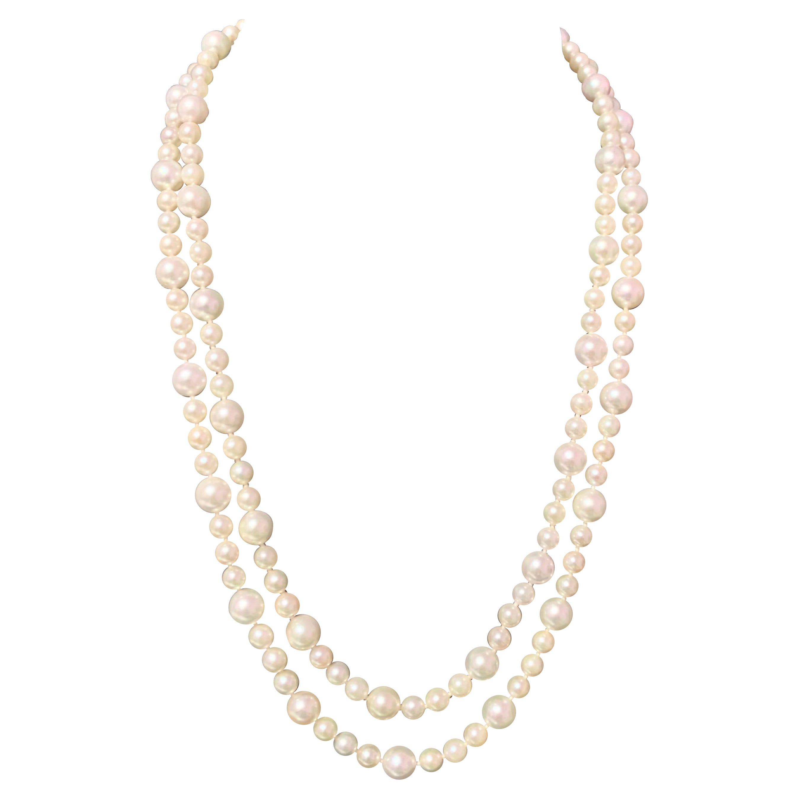 Akoya Pearl Necklace 14k Gold Certified For Sale