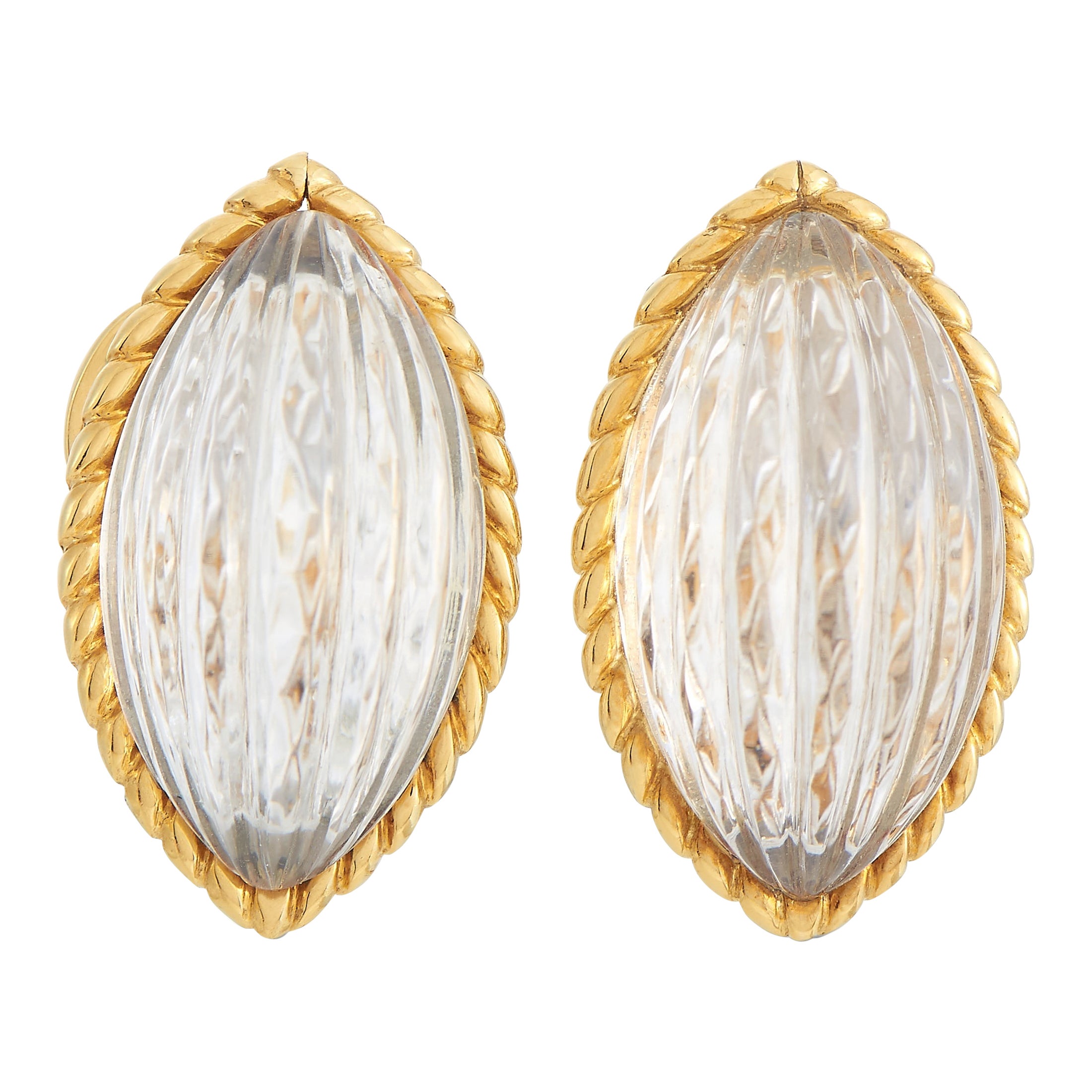 Arfan 18K Yellow Gold Rock Crystal Clip-On Earrings