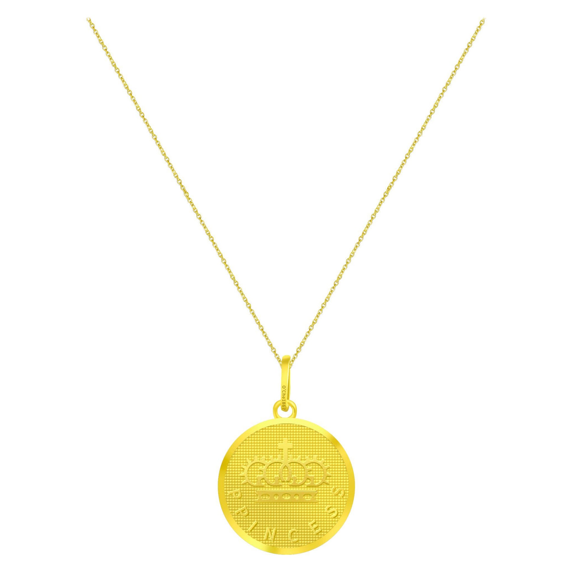 18 Karat Yellow Gold Pendant with Necklace For Sale