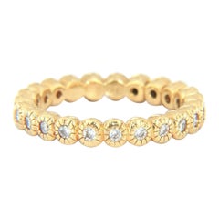 0.70ctw Diamond Bezel Set Milgrain Eternity Wedding Band in 18K Yellow Gold