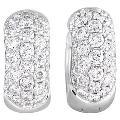 LB Exclusive 18K White Gold 2.00 Ct Diamond Hoop Earrings