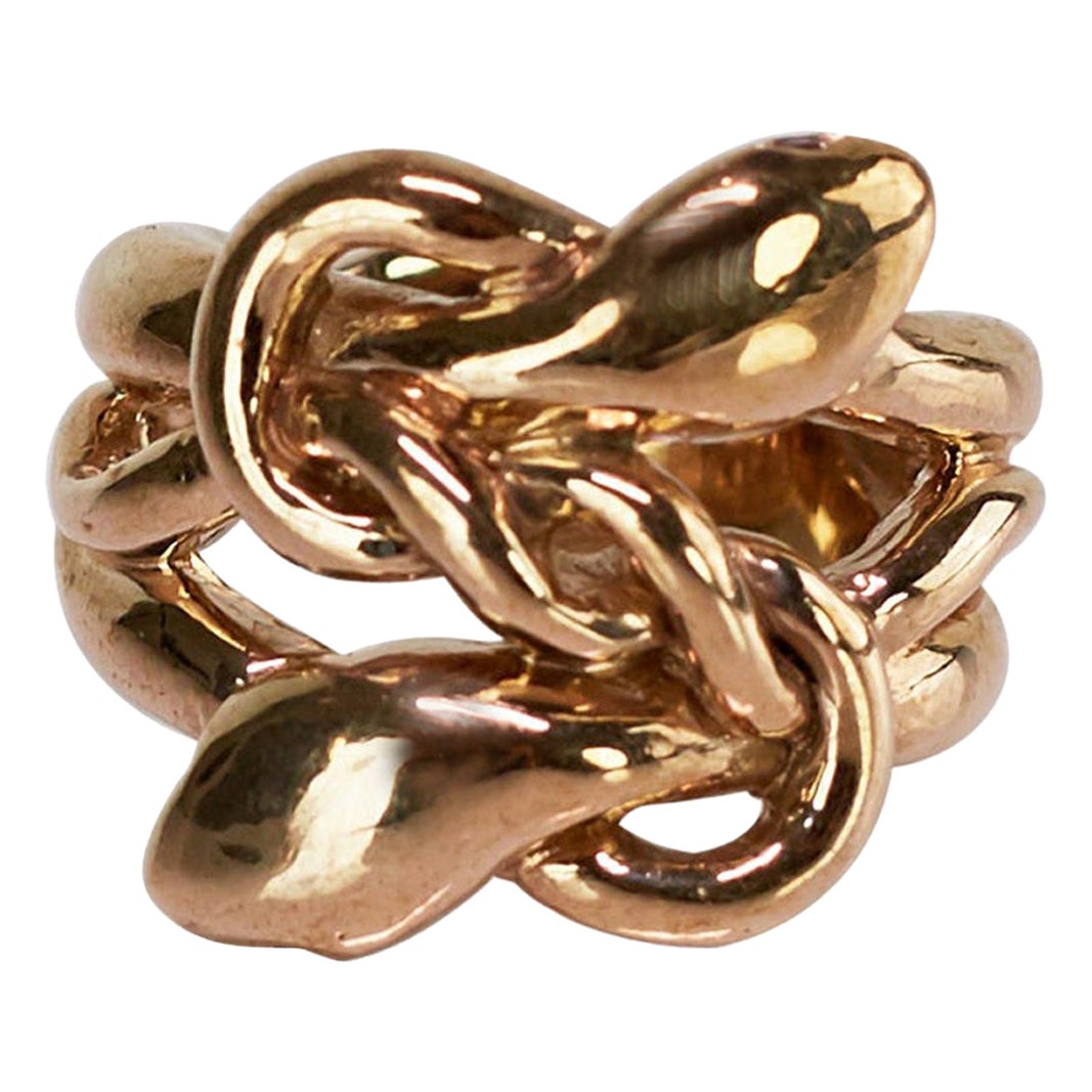 Smaragd-Rubin-Schlangenring im viktorianischen Stil Cocktail-Ring Gold Vermeil J Dauphin