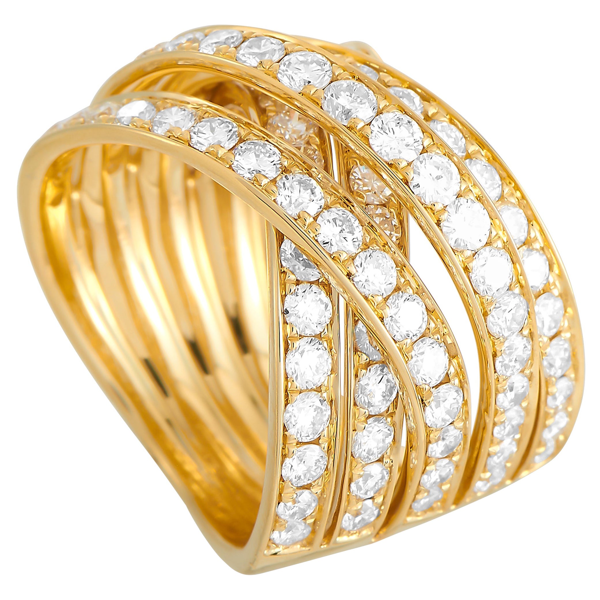 LB Exclusive 18K Yellow Gold 2.75 Ct Diamond Crossover Ring